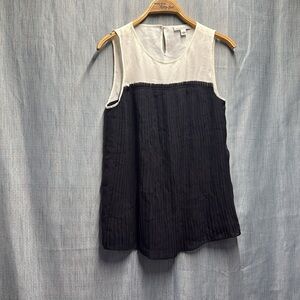 🏴 Banana Republic Cream and Black Sleeveless Tank Top size small